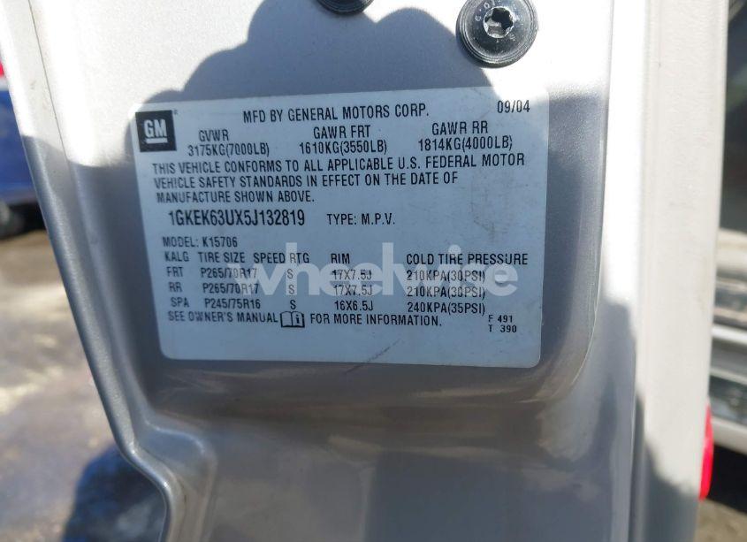 Photo 9 of 2005 Gmc Yukon DENALI (VIN 1GKEK63UX5J132819)