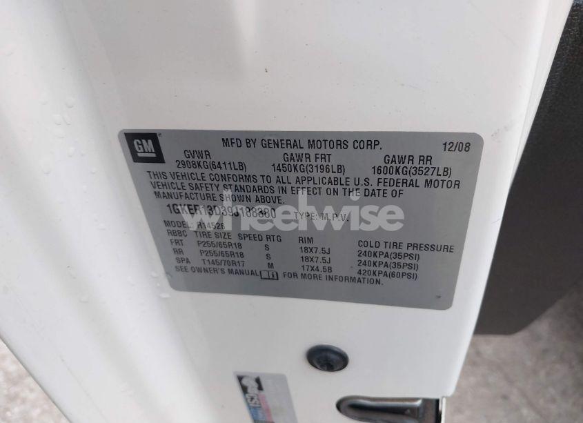 Photo 9 of 2009 Gmc Acadia SLE-1 (VIN 1GKER13D39J188380)