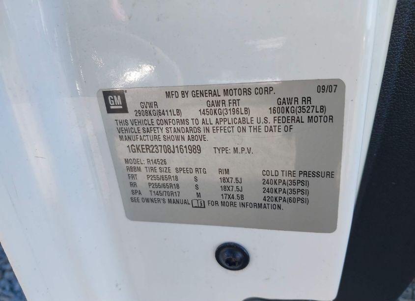 Photo 9 of 2008 Gmc Acadia SLT-1 (VIN 1GKER23708J161989)