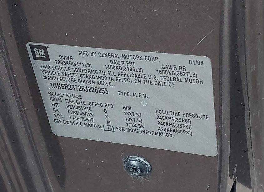 Photo 9 of 2008 Gmc Acadia SLT-1 (VIN 1GKER23728J228253)