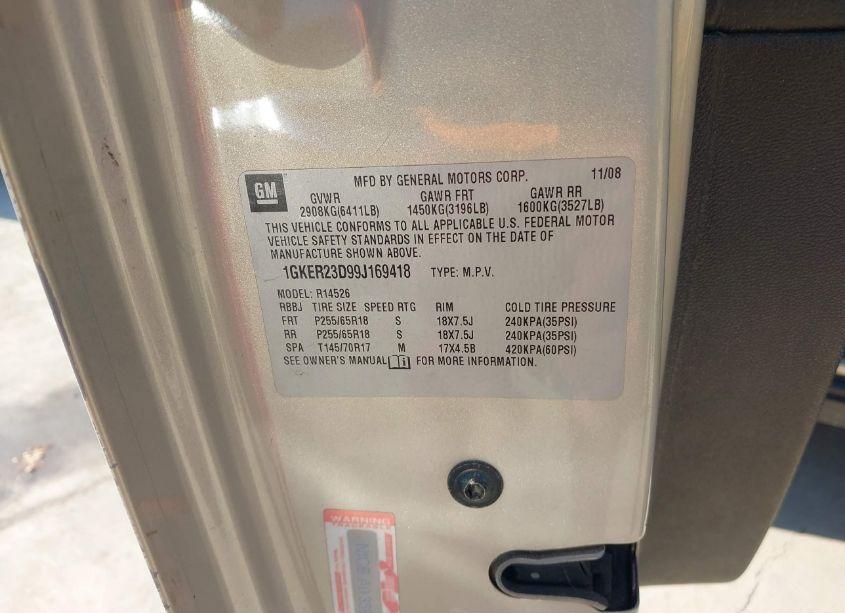 Photo 9 of 2009 Gmc Acadia SLT-1 (VIN 1GKER23D99J169418)