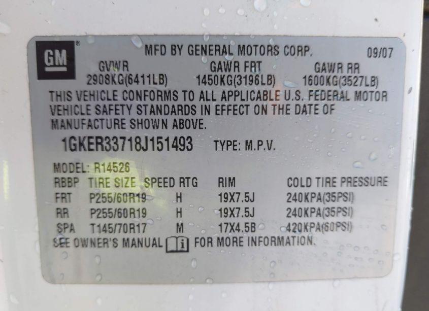 Photo 9 of 2008 Gmc Acadia SLT-2 (VIN 1GKER33718J151493)