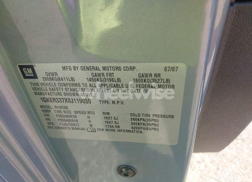 Photo 9 of 2008 Gmc Acadia SLT-2 (VIN 1GKER337X8J119030)