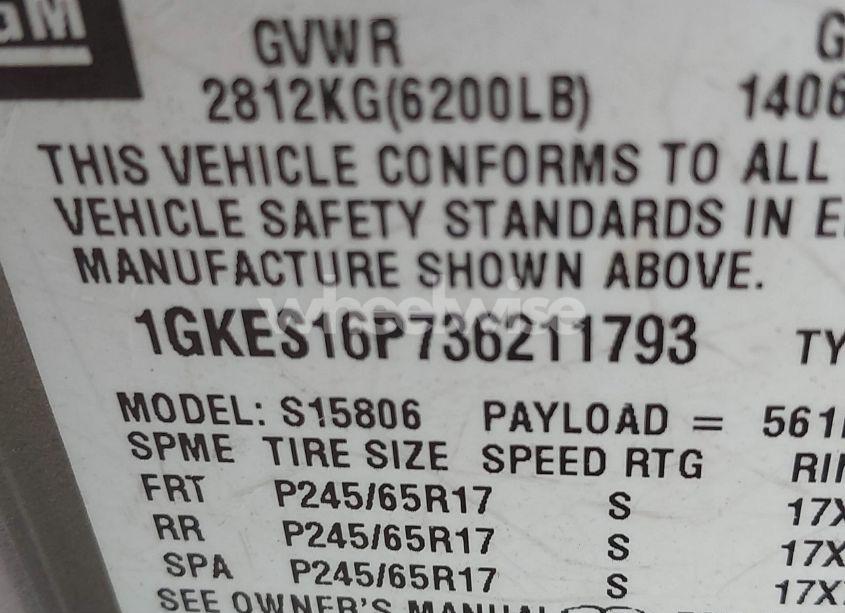 Photo 9 of 2003 Gmc Envoy XL SLT (VIN 1GKES16P736211793)