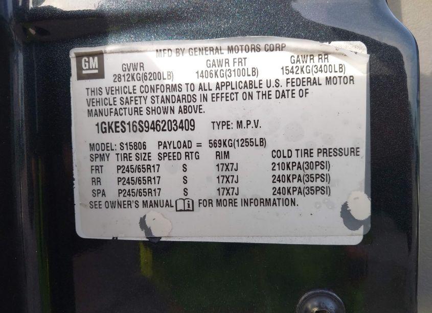 Photo 9 of 2004 Gmc Envoy XL SLT (VIN 1GKES16S946203409)