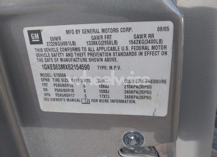 Photo 9 of 2006 Gmc Envoy DENALI (VIN 1GKES63MX62154590)