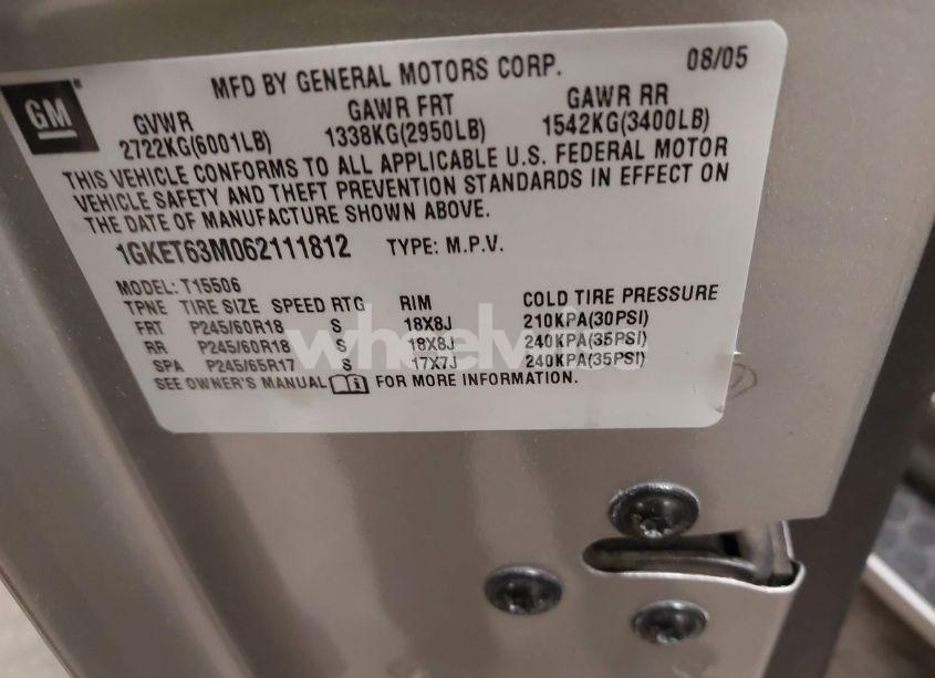 Photo 9 of 2006 Gmc Envoy DENALI (VIN 1GKET63M062111812)