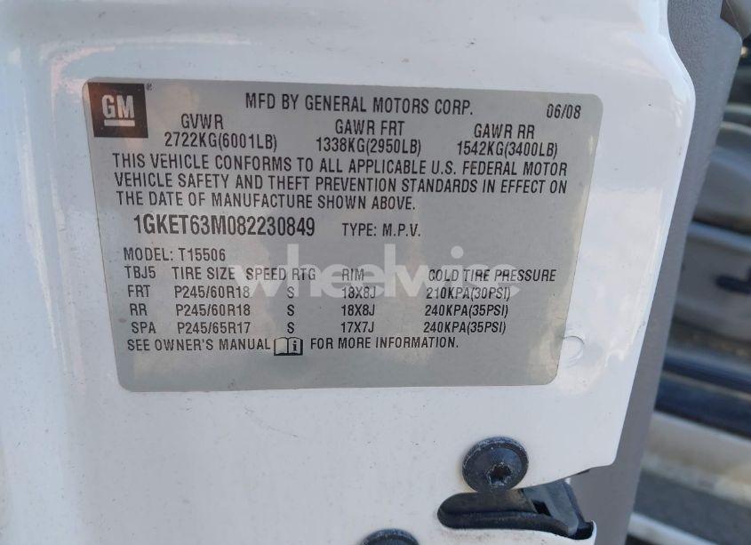 Photo 9 of 2008 Gmc Envoy DENALI (VIN 1GKET63M082230849)