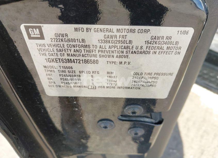 Photo 9 of 2007 Gmc Envoy DENALI (VIN 1GKET63M472186580)