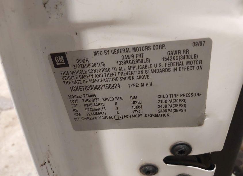 Photo 9 of 2008 Gmc Envoy DENALI (VIN 1GKET63M482150924)