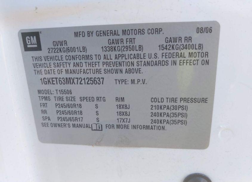 Photo 9 of 2007 Gmc Envoy DENALI (VIN 1GKET63MX72125637)