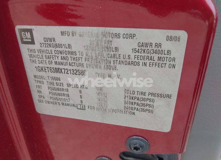 Photo 9 of 2007 Gmc Envoy DENALI (VIN 1GKET63MX72132586)