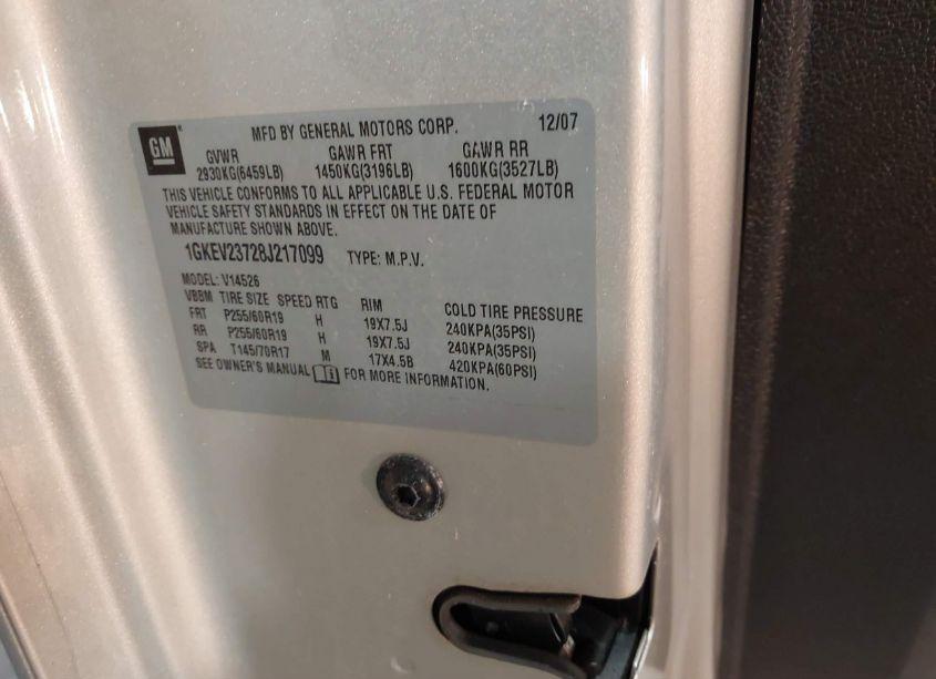 Photo 9 of 2008 Gmc Acadia SLT-1 (VIN 1GKEV23728J217099)