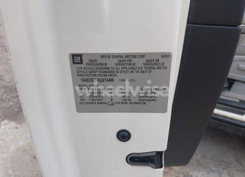 Photo 9 of 2008 Gmc Acadia SLT-2 (VIN 1GKEV33748J274488)