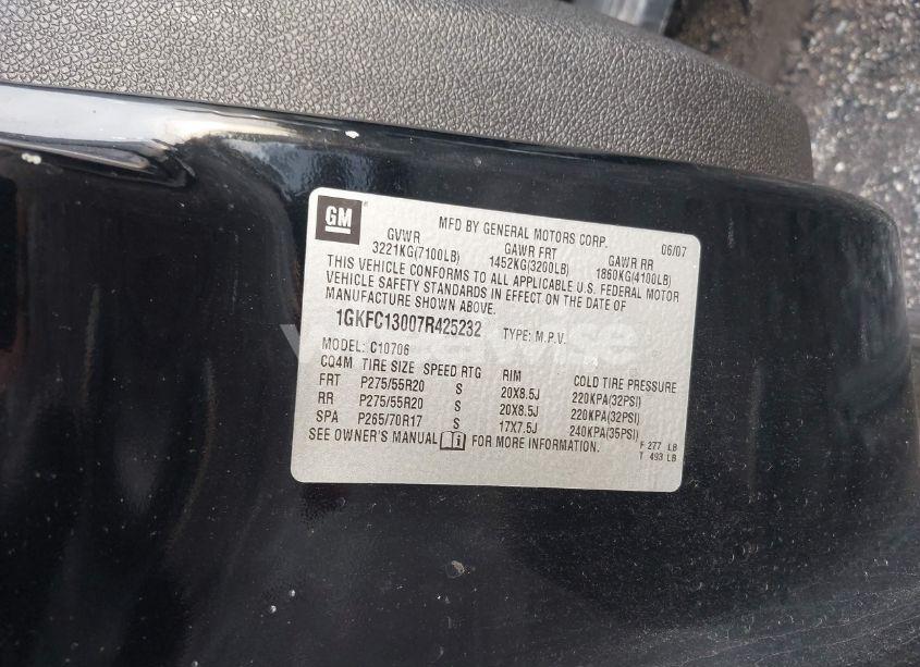 Photo 9 of 2007 Gmc Yukon SLT (VIN 1GKFC13007R425232)