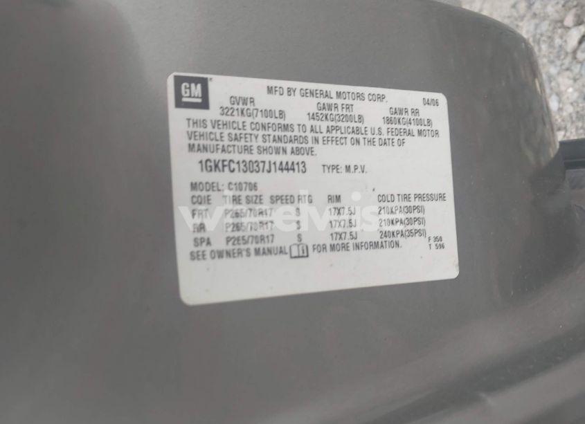 Photo 9 of 2007 Gmc Yukon SLT (VIN 1GKFC13037J144413)