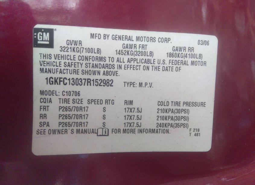 Photo 9 of 2007 Gmc Yukon SLT (VIN 1GKFC13037R152982)