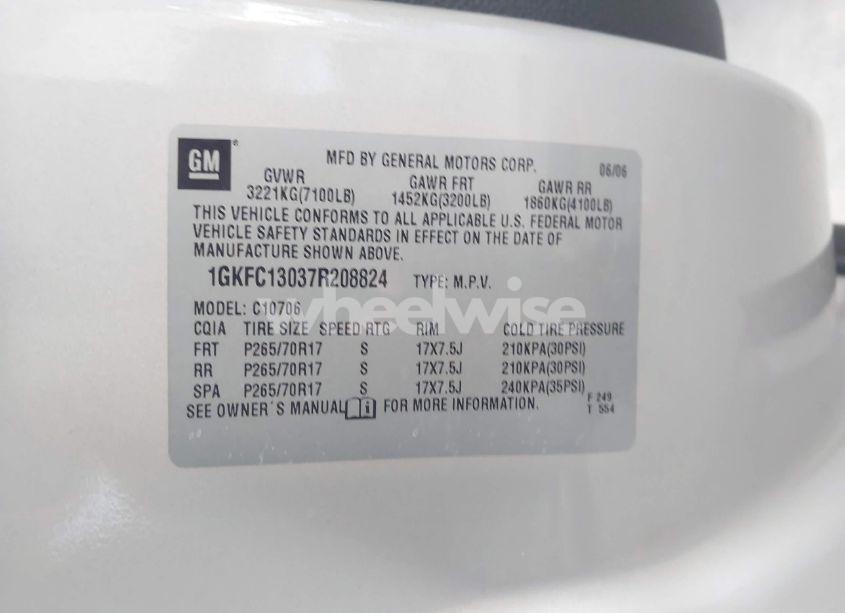 Photo 9 of 2007 Gmc Yukon SLT (VIN 1GKFC13037R208824)