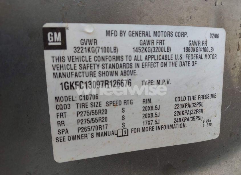 Photo 9 of 2007 Gmc Yukon SLT (VIN 1GKFC13097R126676)