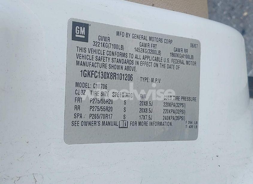 Photo 9 of 2008 Gmc Yukon SLT (VIN 1GKFC130X8R101206)