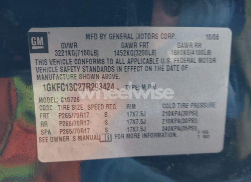 Photo 9 of 2007 Gmc Yukon COMMERCIAL FLEET (VIN 1GKFC13C27R293424)