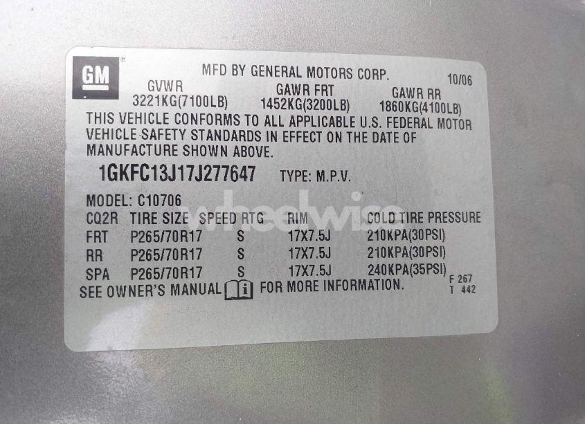 Photo 9 of 2007 Gmc Yukon COMMERCIAL FLEET (VIN 1GKFC13J17J277647)