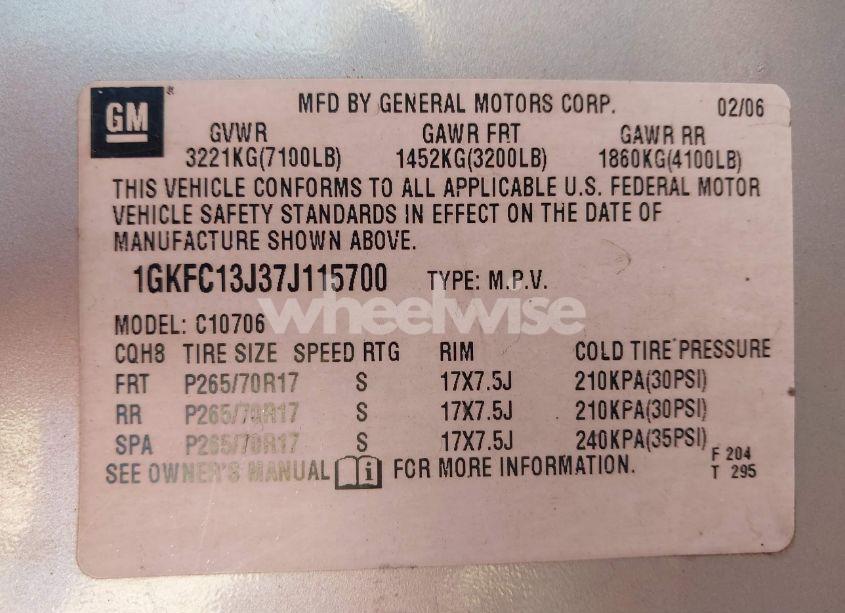 Photo 9 of 2007 Gmc Yukon SLE (VIN 1GKFC13J37J115700)