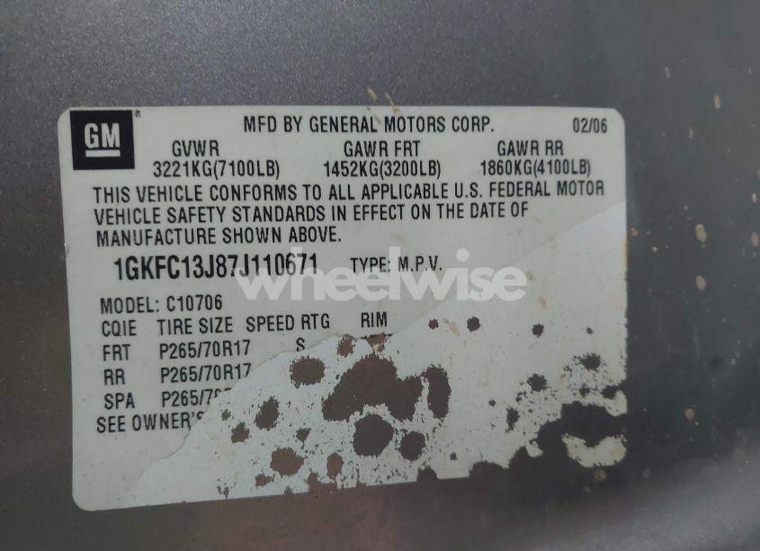 Photo 9 of 2007 Gmc Yukon SLT (VIN 1GKFC13J87J110671)