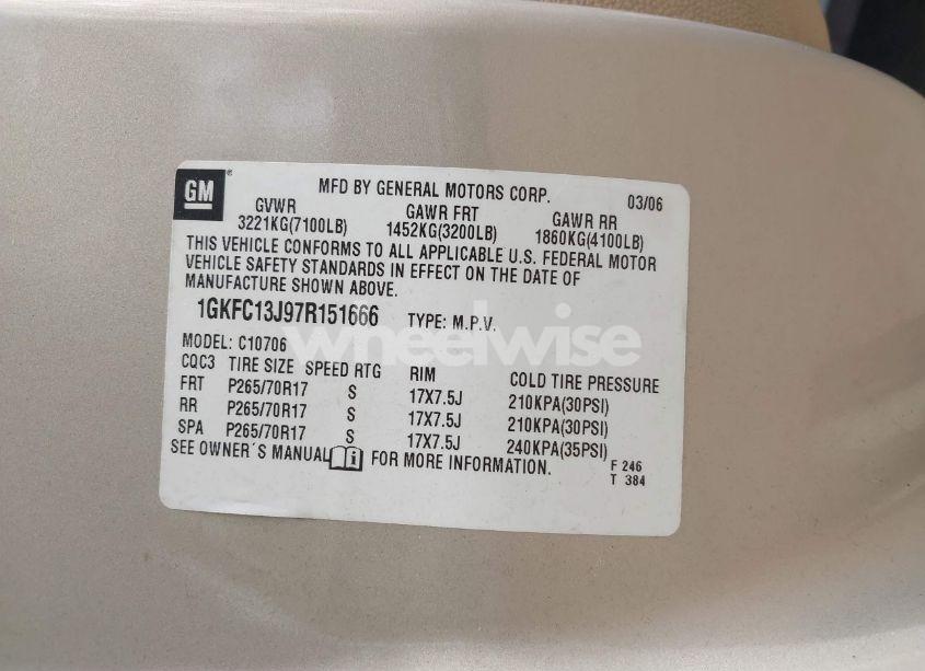 Photo 9 of 2007 Gmc Yukon SLT (VIN 1GKFC13J97R151666)