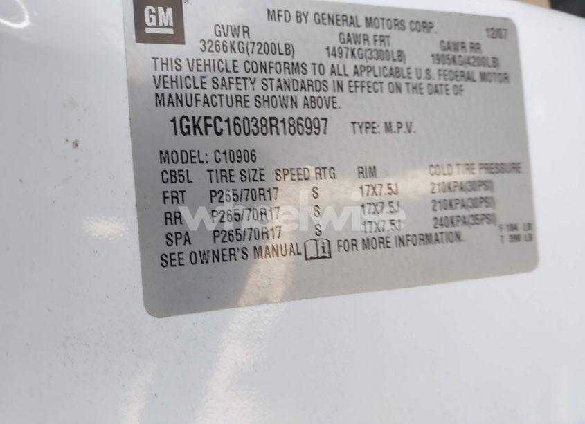 Photo 9 of 2008 Gmc Yukon XL 1500 SLT (VIN 1GKFC16038R186997)