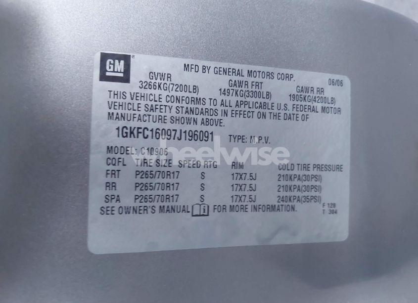 Photo 9 of 2007 Gmc Yukon XL 1500 SLE (VIN 1GKFC16097J196091)
