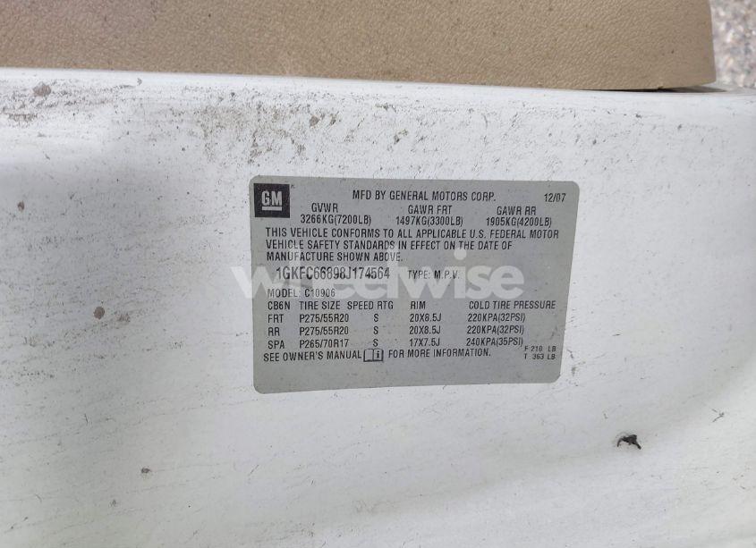 Photo 9 of 2008 Gmc Yukon XL 1500 DENALI (VIN 1GKFC66898J174564)