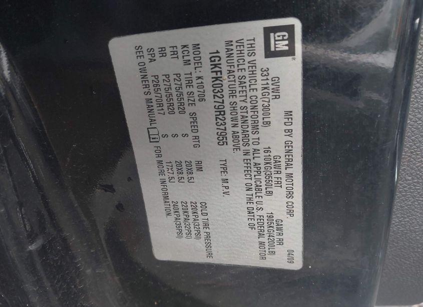 Photo 9 of 2009 Gmc Yukon DENALI (VIN 1GKFK03279R237955)