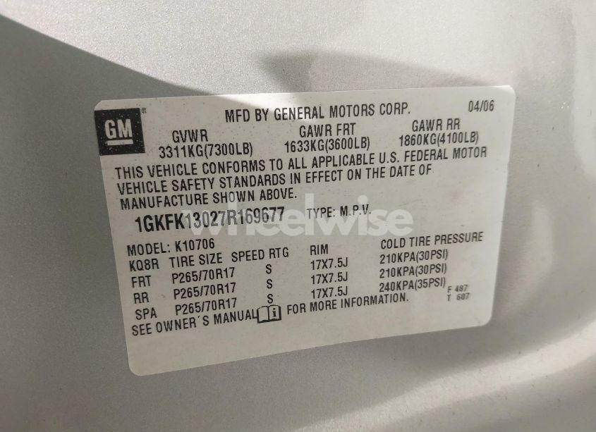 Photo 9 of 2007 Gmc Yukon SLT (VIN 1GKFK13027R169677)