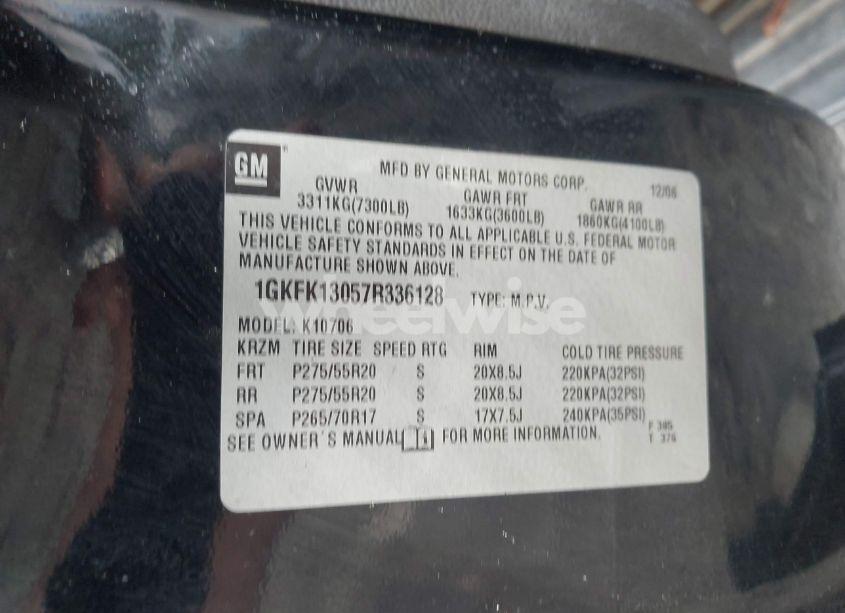 Photo 9 of 2007 Gmc Yukon SLT (VIN 1GKFK13057R336128)