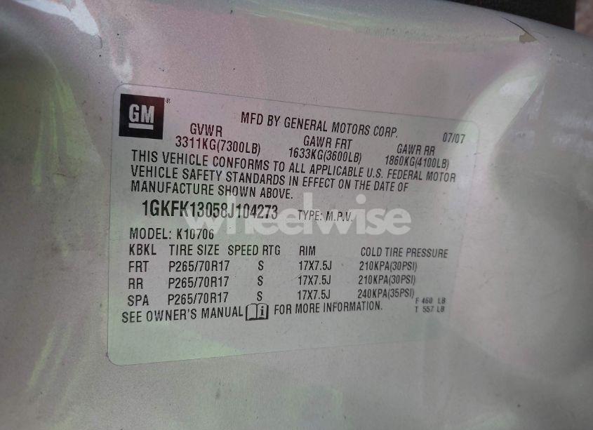 Photo 9 of 2008 Gmc Yukon SLT (VIN 1GKFK13058J104273)