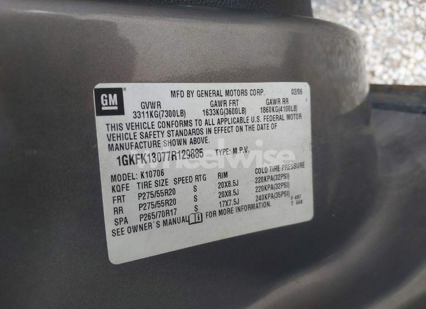 Photo 9 of 2007 Gmc Yukon SLT (VIN 1GKFK13077R129885)