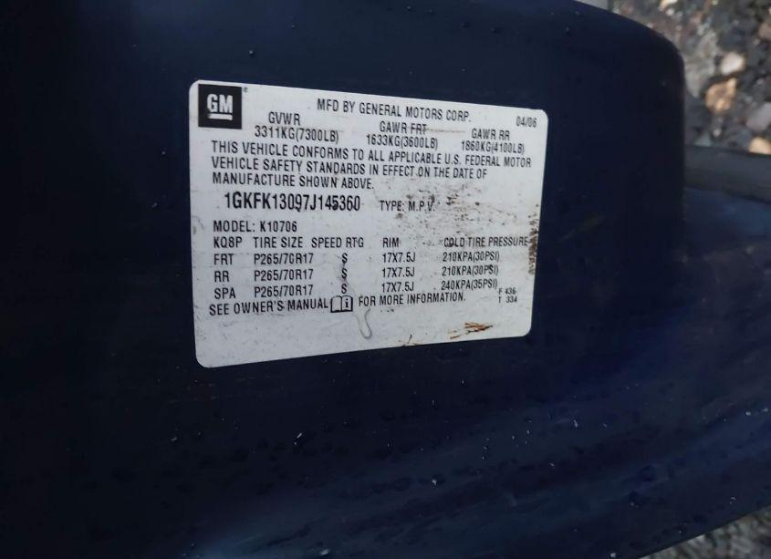 Photo 9 of 2007 Gmc Yukon SLE (VIN 1GKFK13097J145360)