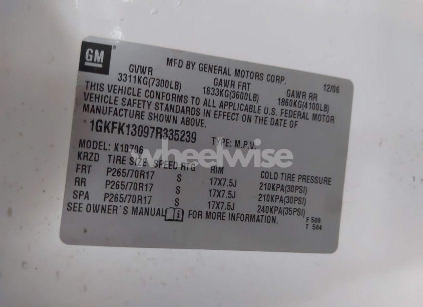 Photo 9 of 2007 Gmc Yukon SLT (VIN 1GKFK13097R335239)