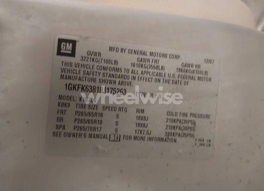 Photo 9 of 2008 Gmc Yukon DENALI (VIN 1GKFK63818J175263)