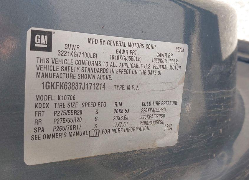 Photo 9 of 2007 Gmc Yukon DENALI (VIN 1GKFK63837J171214)