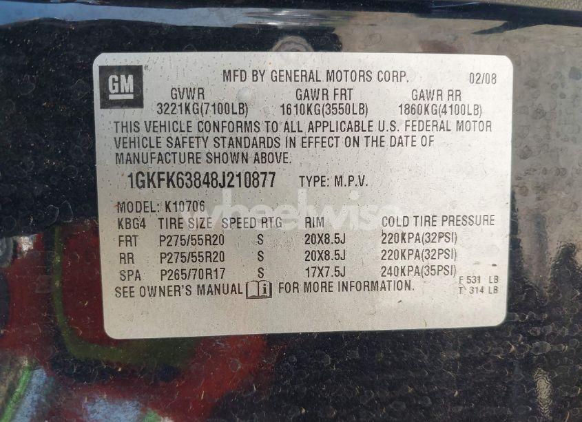 Photo 9 of 2008 Gmc Yukon DENALI (VIN 1GKFK63848J210877)