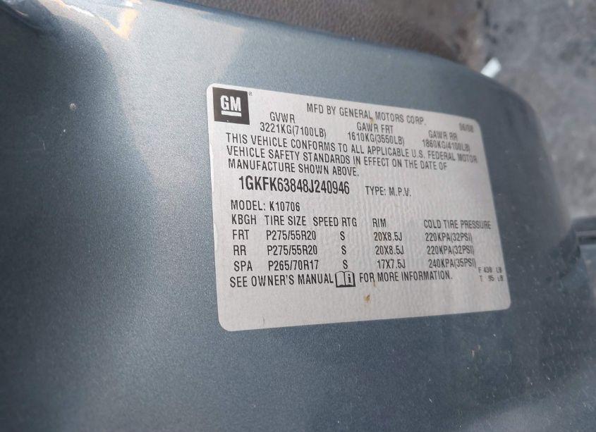 Photo 9 of 2008 Gmc Yukon DENALI (VIN 1GKFK63848J240946)