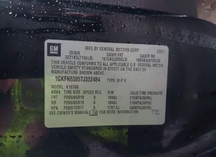 Photo 9 of 2007 Gmc Yukon DENALI (VIN 1GKFK63857J332484)