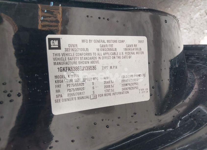 Photo 9 of 2008 Gmc Yukon DENALI (VIN 1GKFK63868J139536)