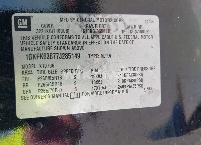 Photo 9 of 2007 Gmc Yukon DENALI (VIN 1GKFK63877J285149)