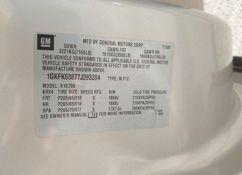Photo 9 of 2007 Gmc Yukon DENALI (VIN 1GKFK63877J293204)