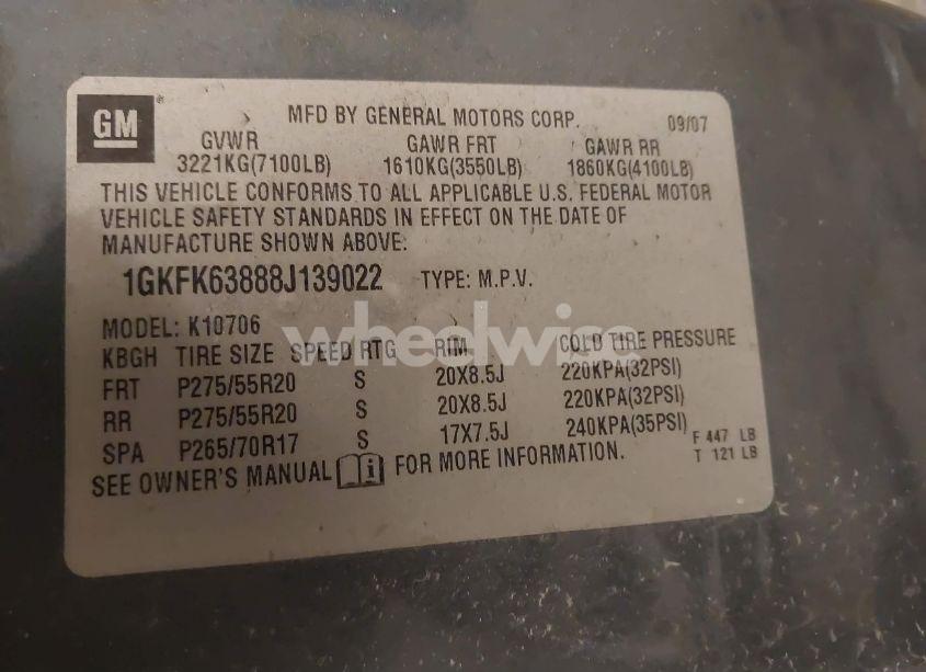 Photo 9 of 2008 Gmc Yukon DENALI (VIN 1GKFK63888J139022)