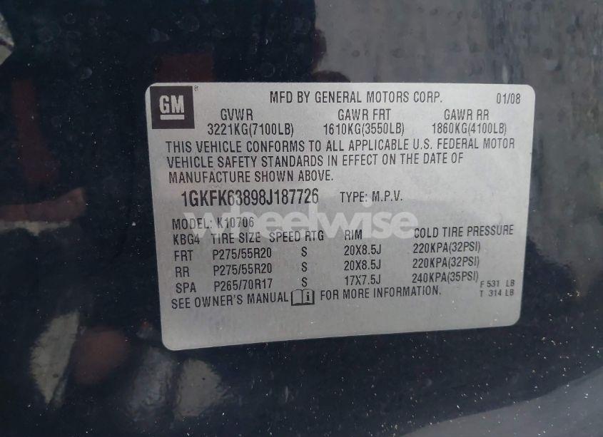 Photo 9 of 2008 Gmc Yukon DENALI (VIN 1GKFK63898J187726)