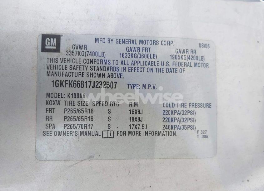 Photo 9 of 2007 Gmc Yukon XL 1500 DENALI (VIN 1GKFK66817J232507)